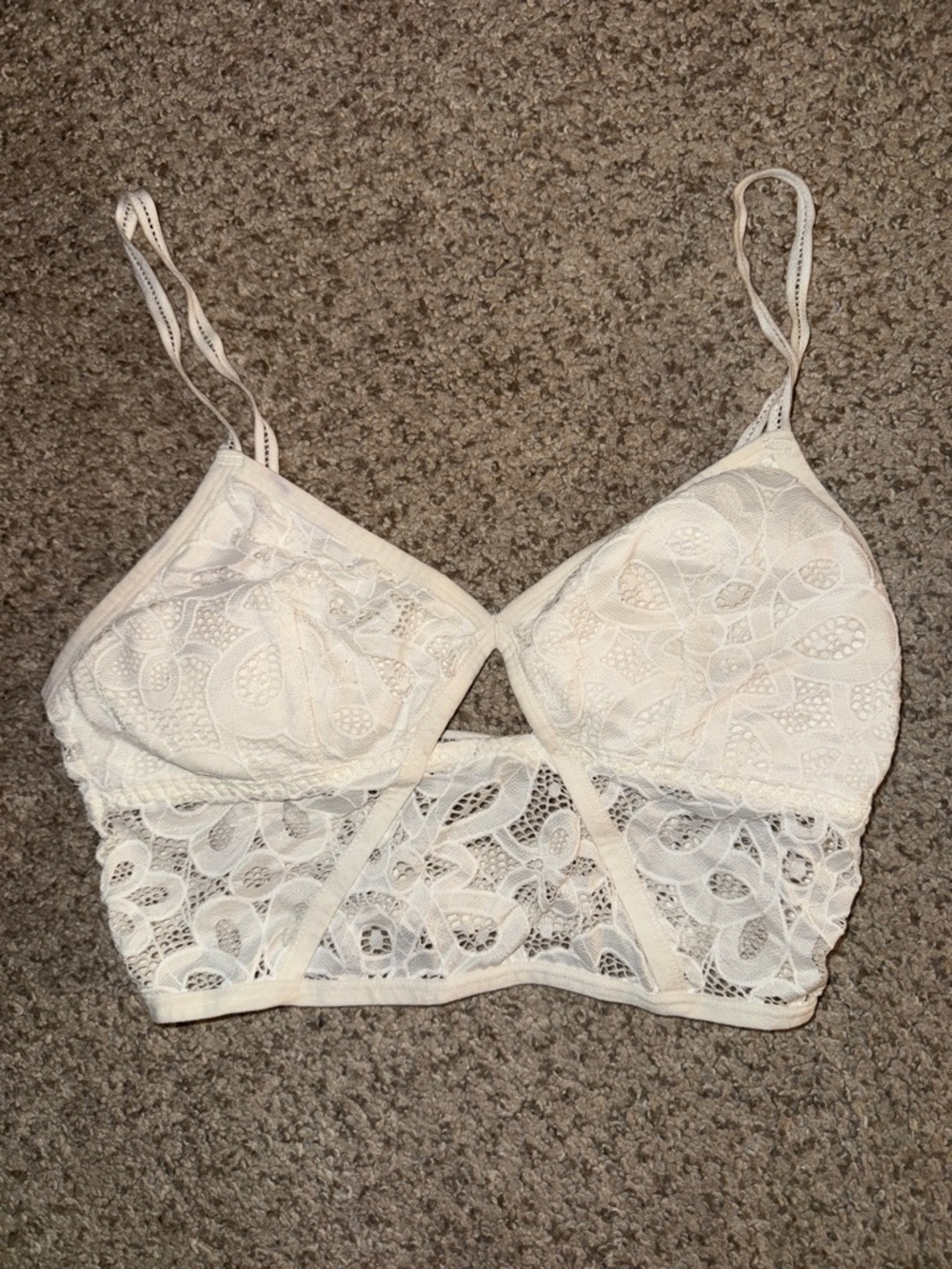 Scalloped Lace Longline Bralette - White